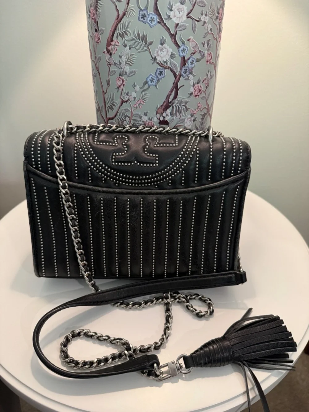 Tory Burch Black Fleming Studded Convertible Shoulder Bag